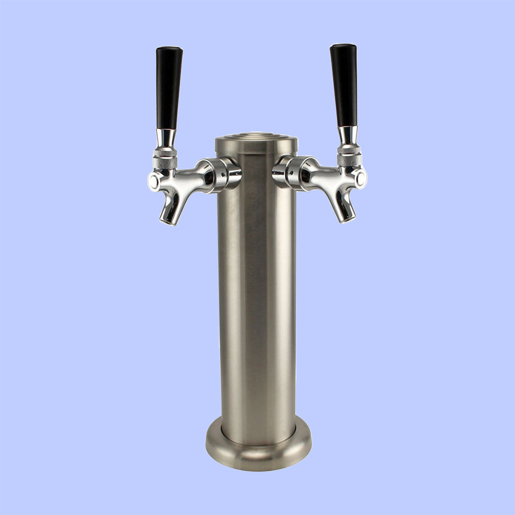 Dual Tap Beer Tower - Brushed Stainless Steel